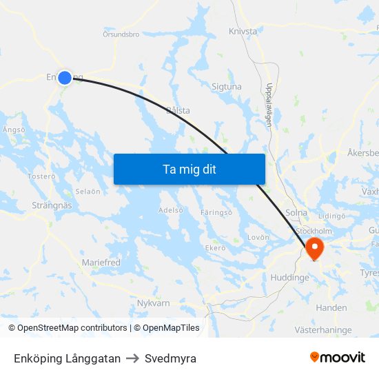 Enköping Långgatan to Svedmyra map