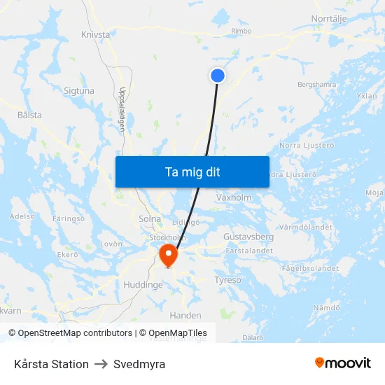 Kårsta Station to Svedmyra map