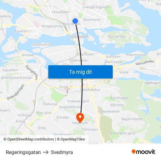 Regeringsgatan to Svedmyra map