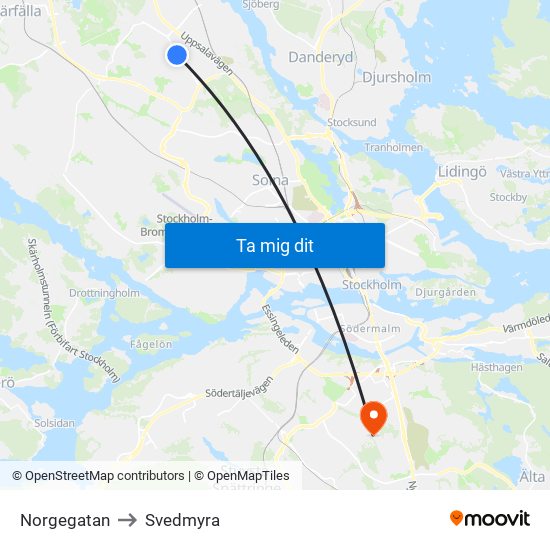Norgegatan to Svedmyra map