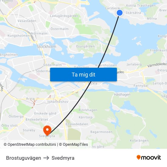 Brostuguvägen to Svedmyra map