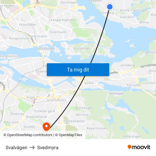 Svalvägen to Svedmyra map