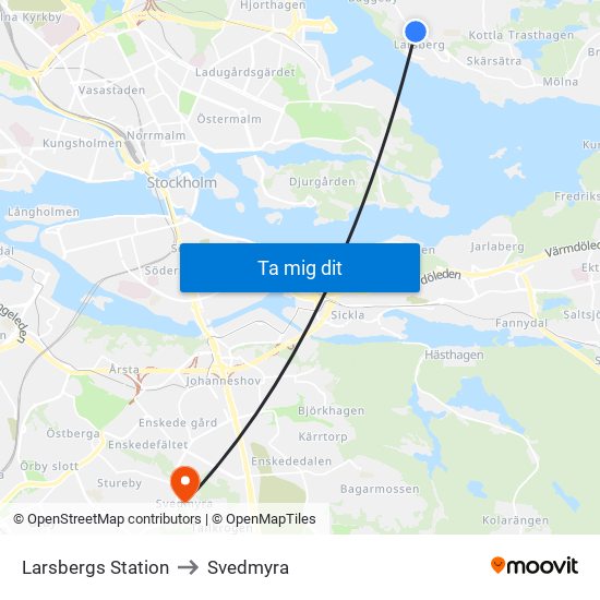 Larsbergs Station to Svedmyra map