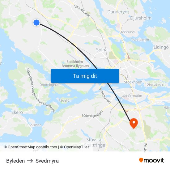 Byleden to Svedmyra map