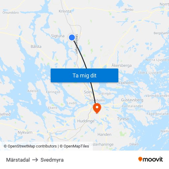 Märstadal to Svedmyra map