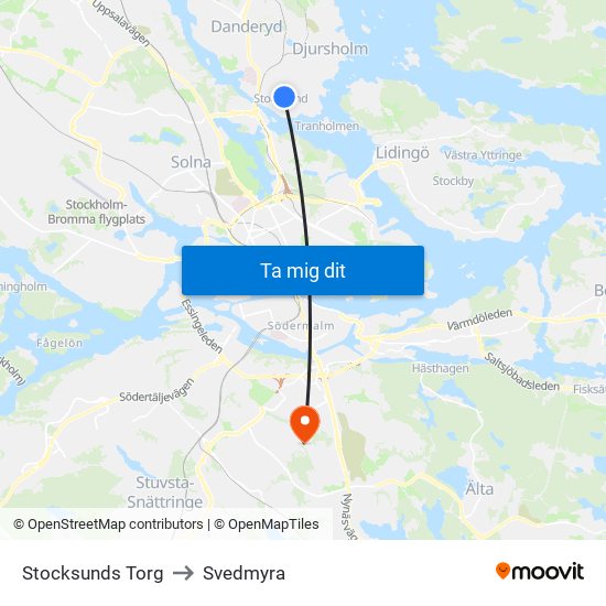 Stocksunds Torg to Svedmyra map