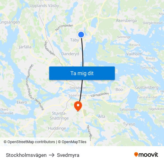 Stockholmsvägen to Svedmyra map