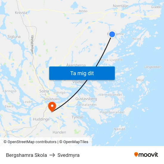 Bergshamra Skola to Svedmyra map