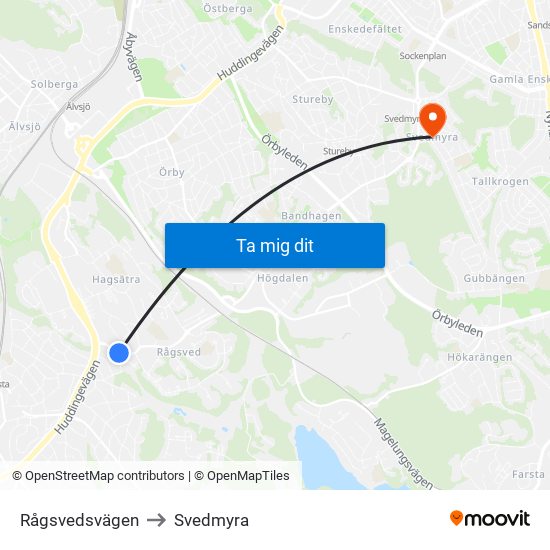 Rågsvedsvägen to Svedmyra map