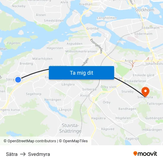 Sätra to Svedmyra map