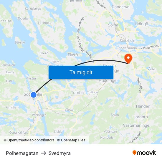 Polhemsgatan to Svedmyra map