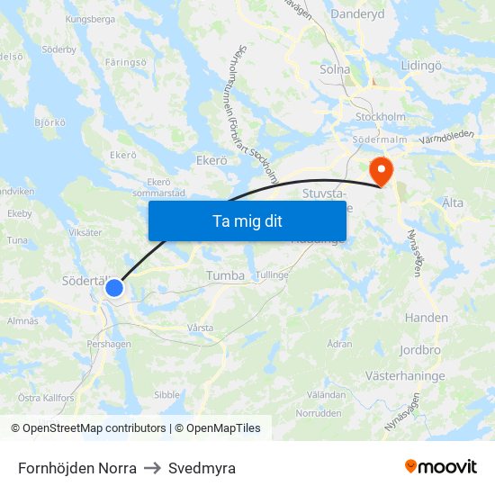 Fornhöjden Norra to Svedmyra map