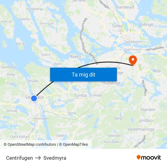 Centrifugen to Svedmyra map