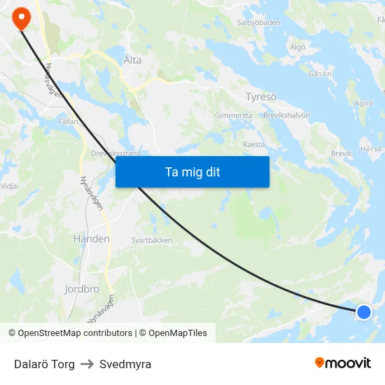 Dalarö Torg to Svedmyra map
