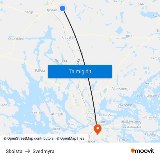 Skölsta to Svedmyra map