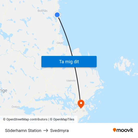 Söderhamn Station to Svedmyra map