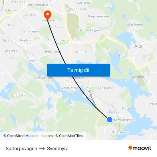 Sjötorpsvägen to Svedmyra map