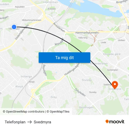 Telefonplan to Svedmyra map