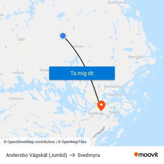 Andersbo Vägskäl (Jumkil) to Svedmyra map