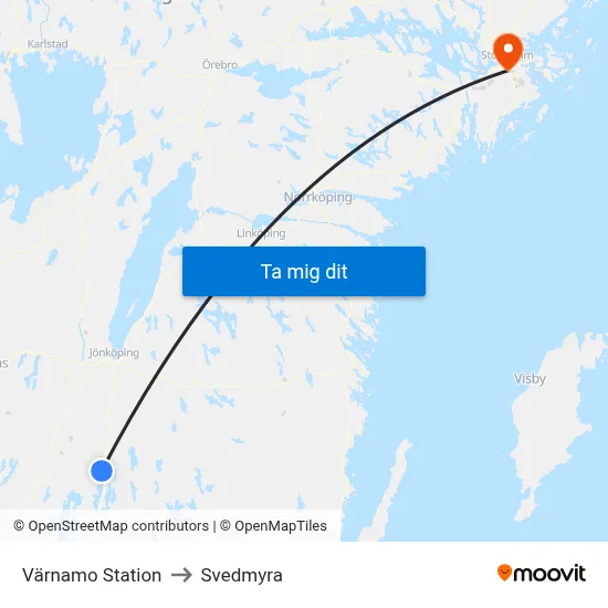 Värnamo Station to Svedmyra map