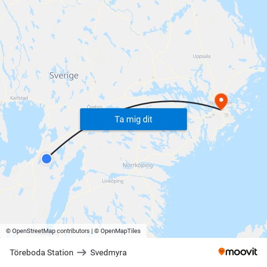 Töreboda Station to Svedmyra map