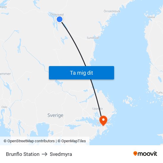 Brunflo Station to Svedmyra map