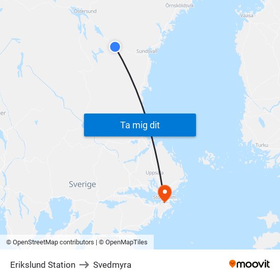 Erikslund Station to Svedmyra map