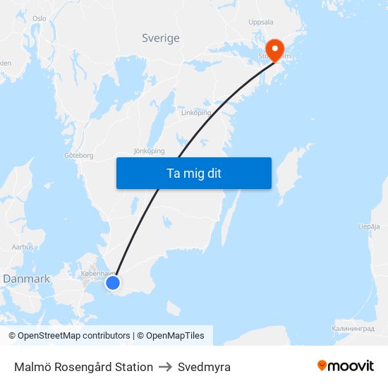 Malmö Rosengård Station to Svedmyra map