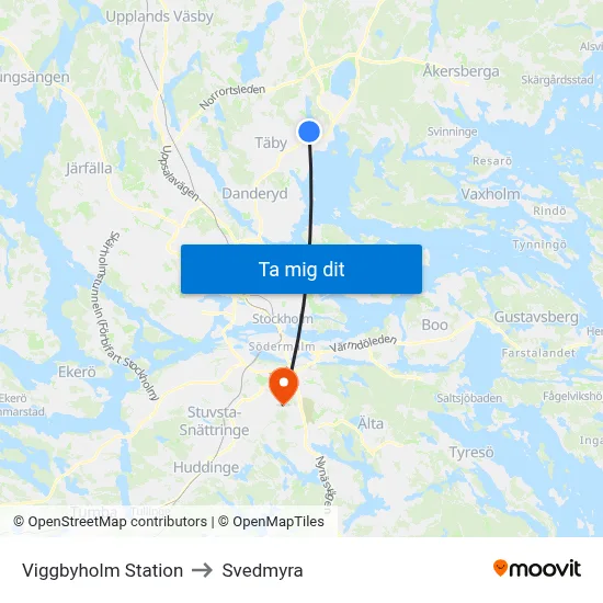 Viggbyholm Station to Svedmyra map