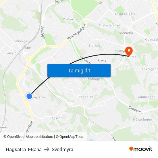 Hagsätra T-Bana to Svedmyra map