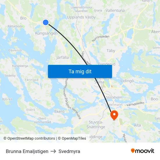 Brunna Emaljstigen to Svedmyra map