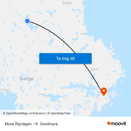 Mora Ripvägen to Svedmyra map