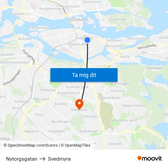 Nytorgsgatan to Svedmyra map
