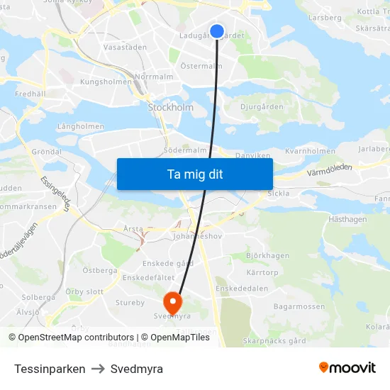 Tessinparken to Svedmyra map