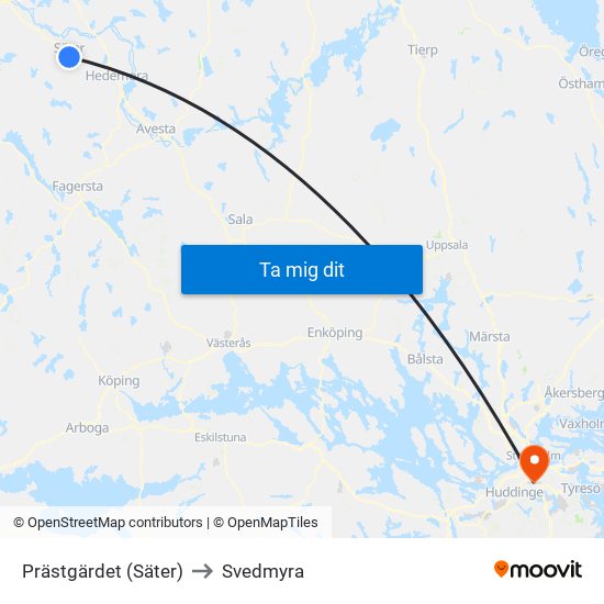 Prästgärdet (Säter) to Svedmyra map