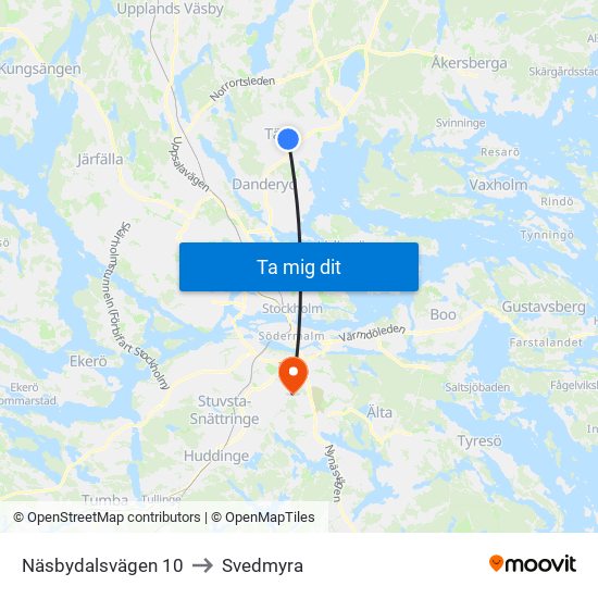 Näsbydalsvägen 10 to Svedmyra map