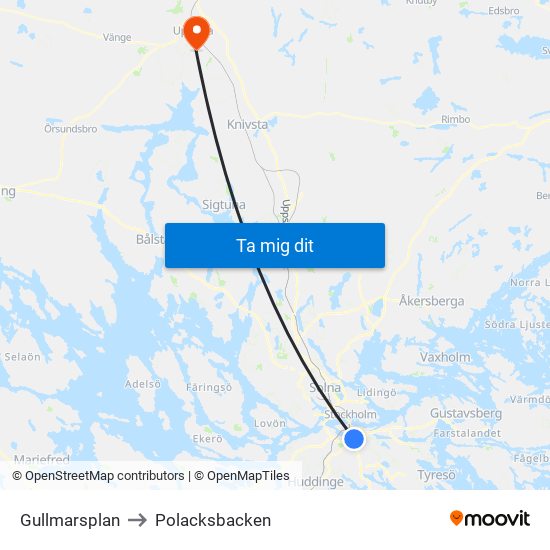 Gullmarsplan to Polacksbacken map