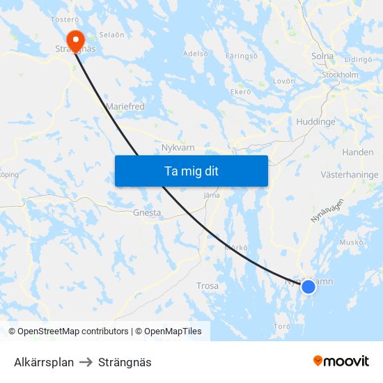 Alkärrsplan to Strängnäs map