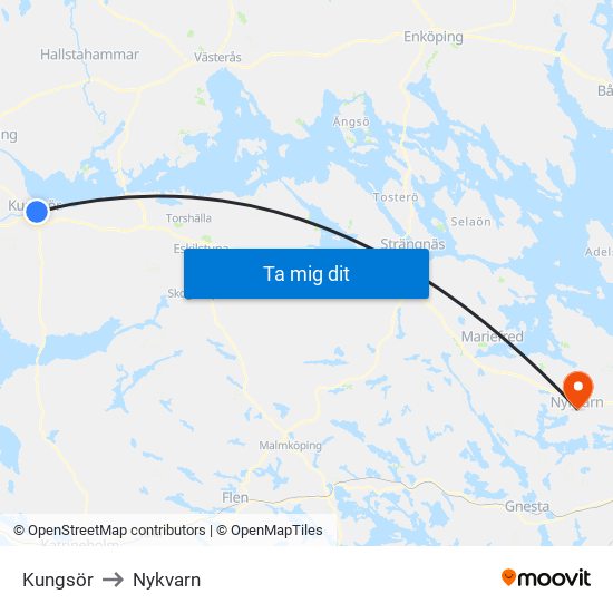 Kungsör to Nykvarn map