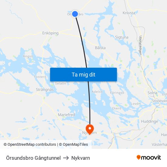 Örsundsbro Gångtunnel to Nykvarn map