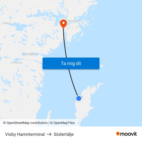 Visby Hamnterminal to Södertälje map