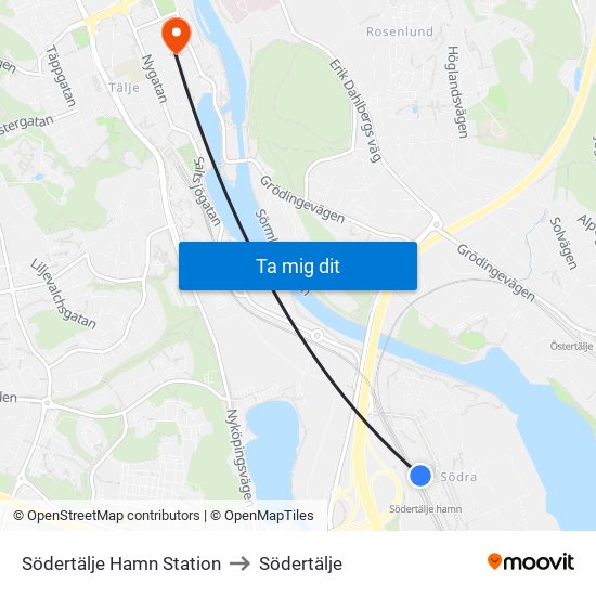 Södertälje Hamn Station to Södertälje map