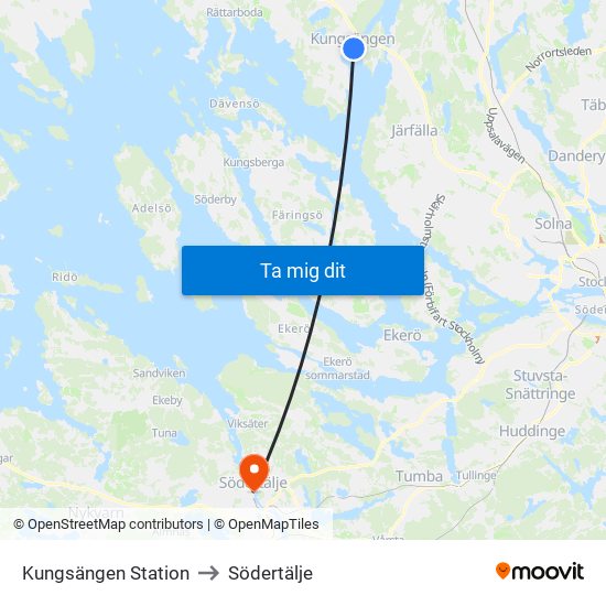 Kungsängen Station to Södertälje map