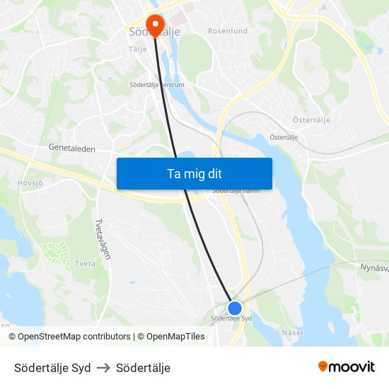 Södertälje Syd to Södertälje map