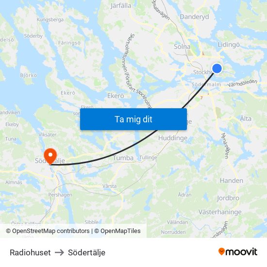 Radiohuset to Södertälje map