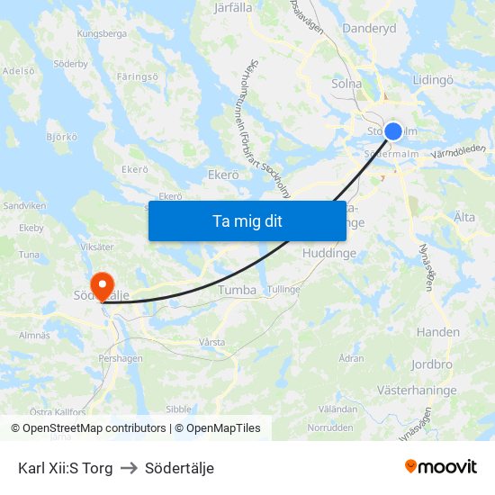 Karl Xii:S Torg to Södertälje map