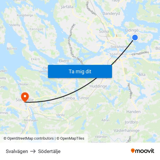 Svalvägen to Södertälje map
