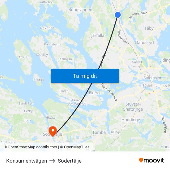 Konsumentvägen to Södertälje map