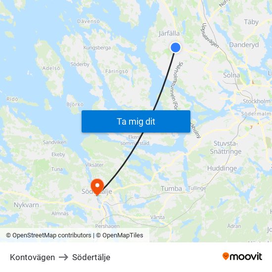 Kontovägen to Södertälje map