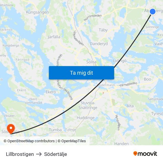 Lillbrostigen to Södertälje map